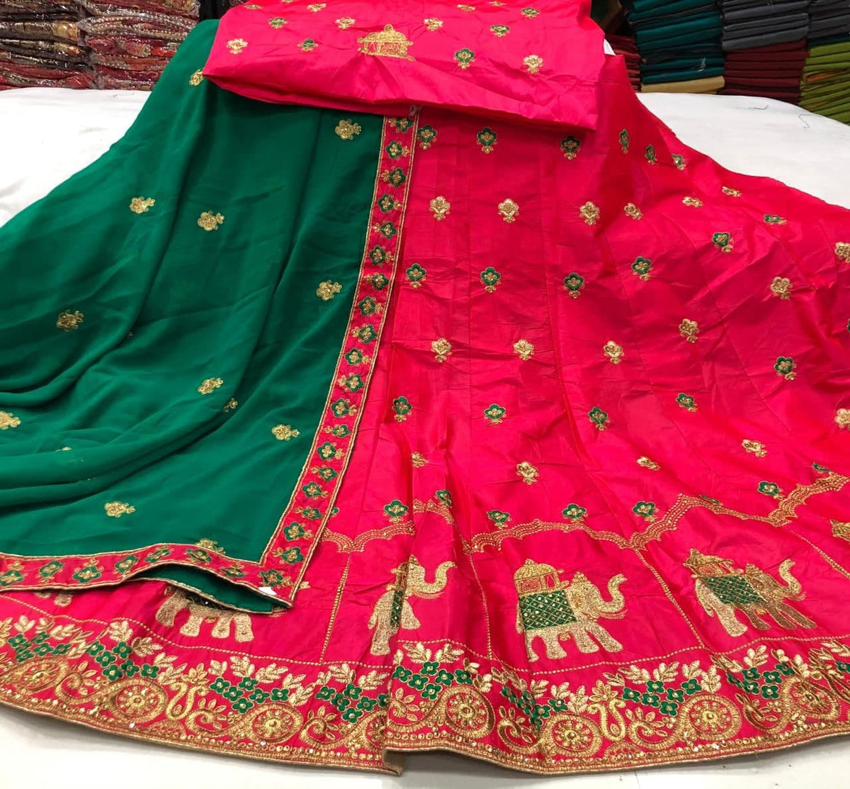 Delightful Rani Pink Color Function Wear Satin Fancy Thread Work Lehenga Choli