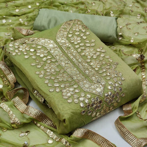 Charming Green Color Gotta Patti Work Chanderi Salwar Suit
