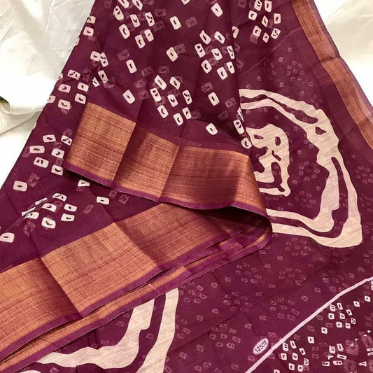 Lovable Wine Color Designer Cotton Zari Weaving HD Printed Work Saree Blouse