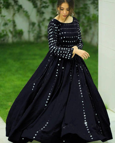 Mind blowing Black Color Full Stitched Georgette Embroidered Work Beautiful Wedding Wear Gown