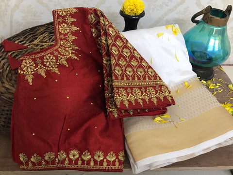 Admiring Maroon Color Function Wear Nylon Raw Silk Chit Pallu Weaving Designer Saree Ready Made for women