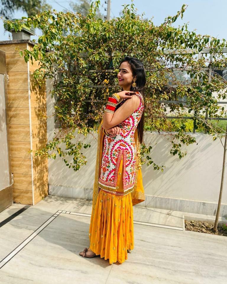 Yellow Color Women's Sharara Plazzo Georgette Suit