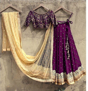 Sophisticated Magenta Color Function Wear Embroidered Work Designer Banglori Silk Lehenga Choli for women