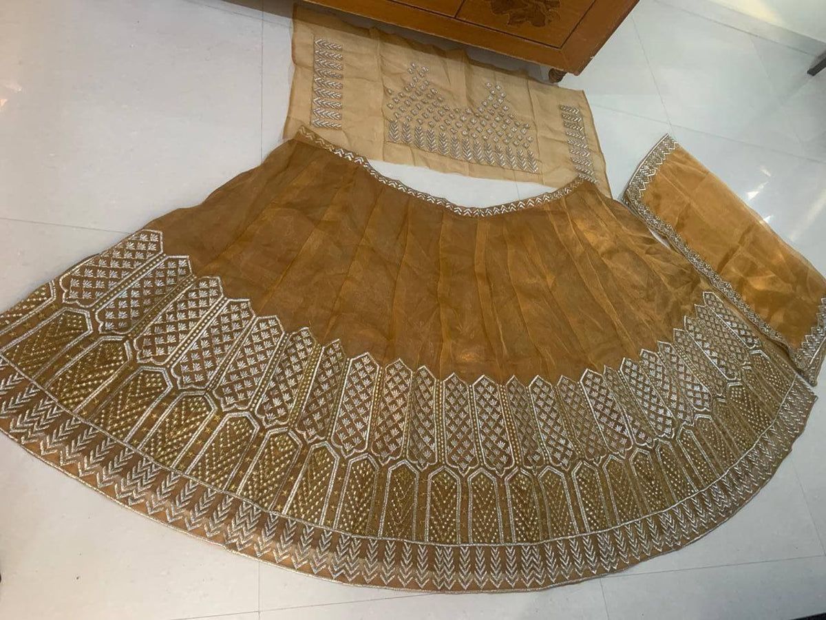 Adorable Mustard Color Festival Wear Organza Embroidered Work Lehenga Choli