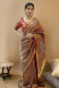 Stunning Maroon Color Festive Wear Lichi Silk Designer All Over Jacquard Work Designer Saree Blouse