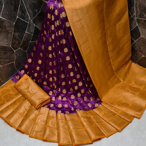 Alluring Wedding Wear Wine Color Pallu Nylon Silk Dying Material Design Saree Blouse