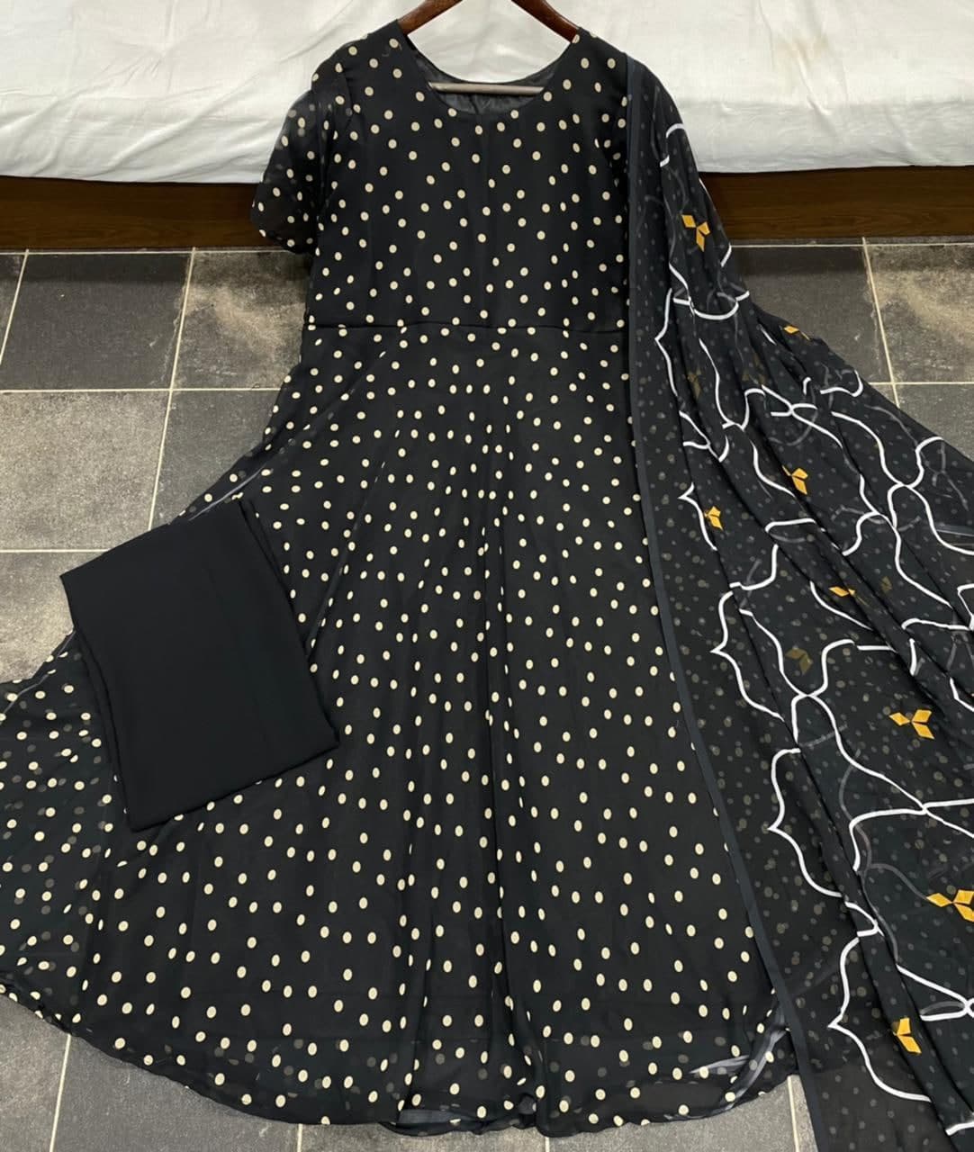 Gorgeous Black Color Casual Wear Printed Georgette Salwar Suit