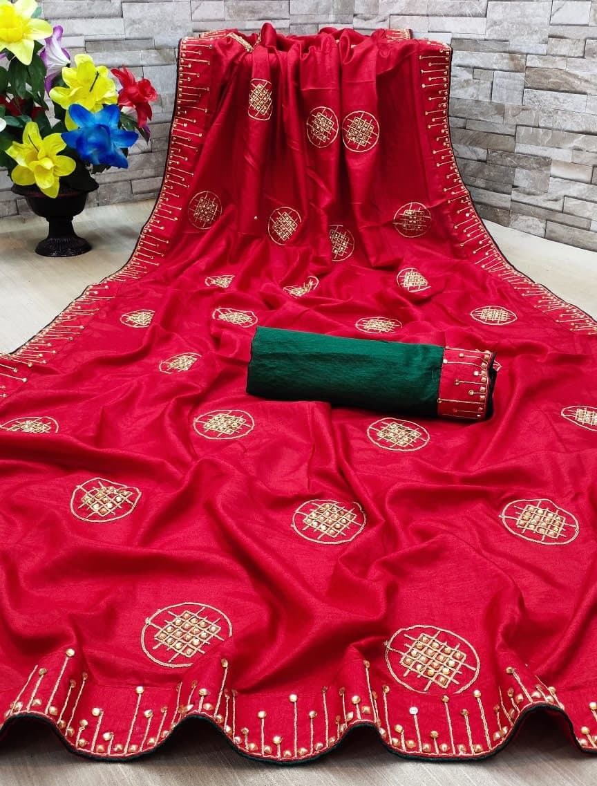 Alluring Maroon Color Dola Silk Stone Zari Work Saree Blouse For Ladies