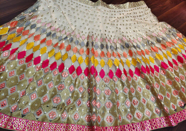 Wondrous Multi Color Net Design Embroidered Work Bridal Wear Lehenga Choli