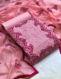 Surpassing Pink Color Cut Work Designer Chanderi Party Wear Salwar Suit