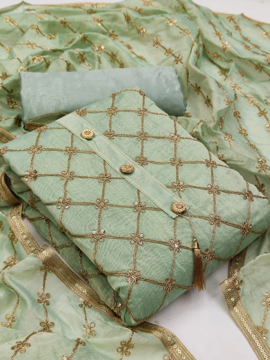 Captivation Sea Green Color Wedding Wear Art Silk Sequence Work Salwar Suit