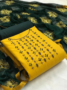 Adorable Yellow Color Regular Wear Chanderi Sequence Work Salwar Suit