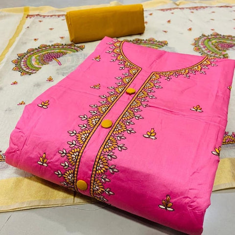 Alluring Function Wear Pink Color Embroidered Work Cotton Pc Salwar Suit