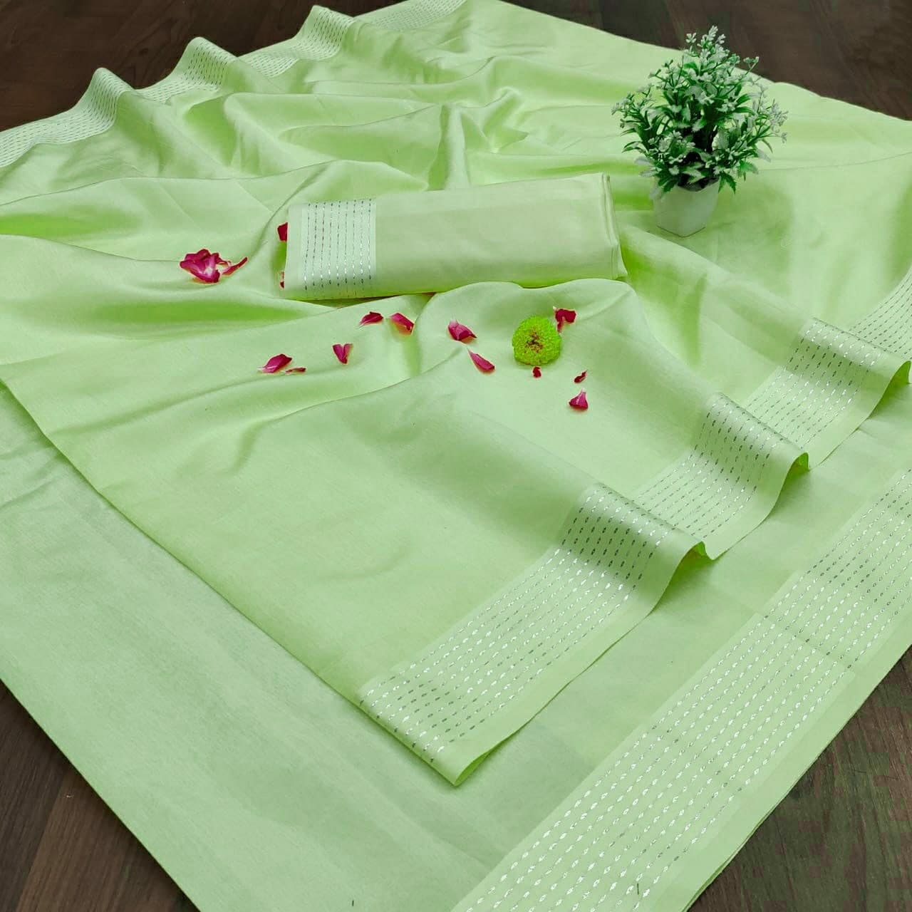 Enamoring Green Color Zari Weaving Cotton Design Saree Blouse For Regular Wear