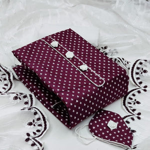 Admiring Wine Color Cotton printed Casual Wear Salwar Suit