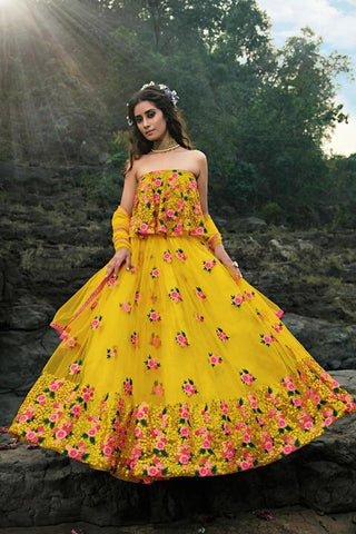Devastating Yellow Color Party Wear Sequence Work Fancy Net Lehenga Choli For Women