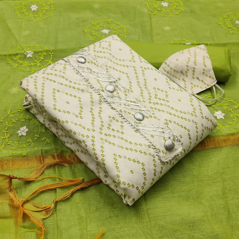 Trendy Green Color Cotton Printed Salwar Suit For Ladies