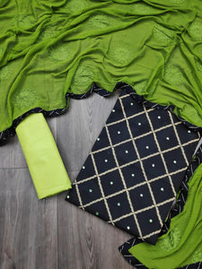 Amazeballs Green Color Festive Wear Cotton Beautiful Mirror Foil Work Salwar Suit