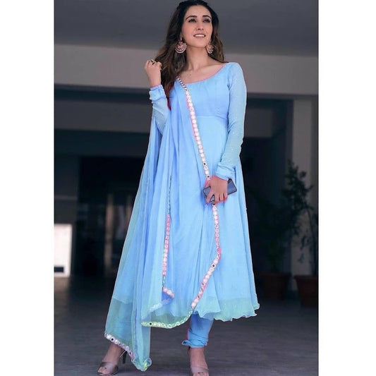 Amazing Blue Color Designer Georgette Party Wear Salwar Suit