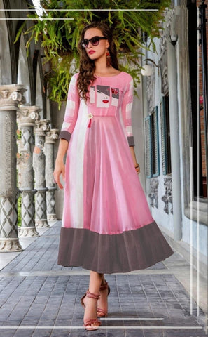 Phenomenal Pink Color Full Stitched Cotton Fancy Digital Printed Wear Kurti