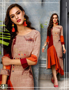 Mind-Boggling Maroon Color Designer Digital Printed Full Stitched Cotton Kurti For Party Wear