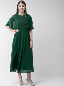 Captivation Green Color Georgette Full Stitched Hand Work Casual Wear Gown