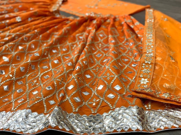 Orange Color Taffeta Silk Embroidered Work Lehenga Choli