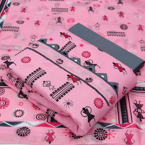 Graceful Pink Color Digital Printed Cotton Design Salwar Suit