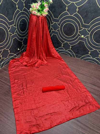 Red Color Function Wear Georgette Sequence Work Saree Blouse