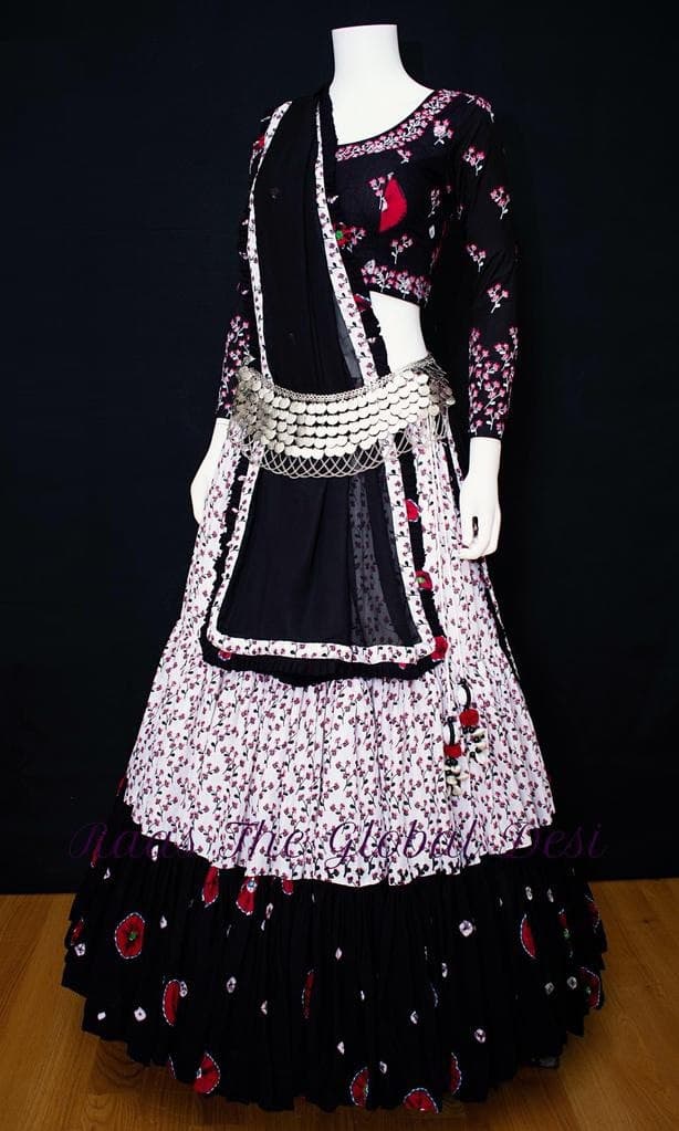 Stylish Black Color Function Wear Printed Crape Lehenga Choli