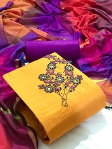 Alluring Yellow Color Cotton Regular Wear Hand Work Salwar Suit