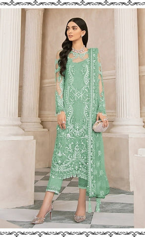 Sea Green Color Party Wear Heavy Net Designer Sequence Embroidered Work Salwar Suit