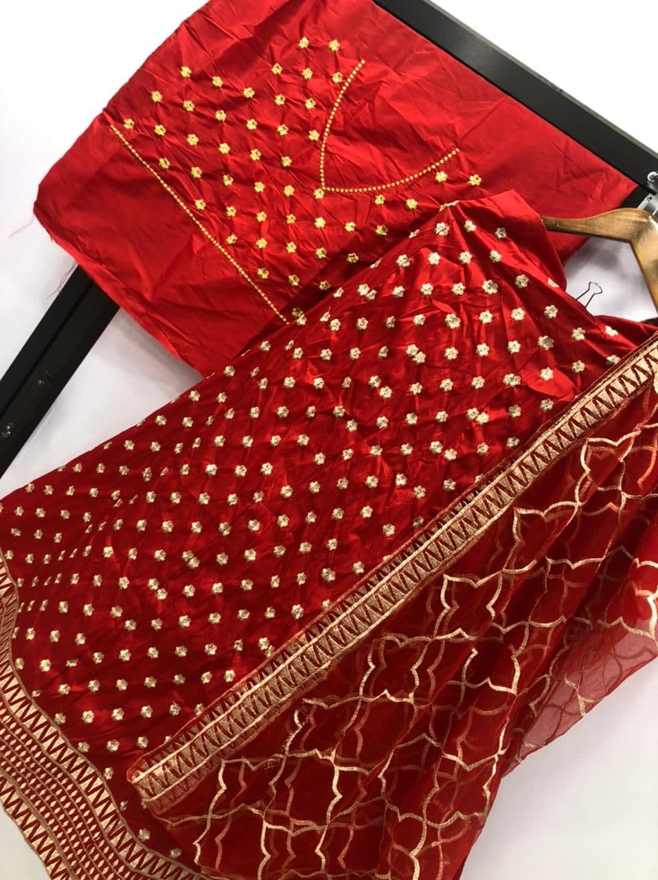 Appealing Red Color Georgette Embroidered Work Lehenga Choli