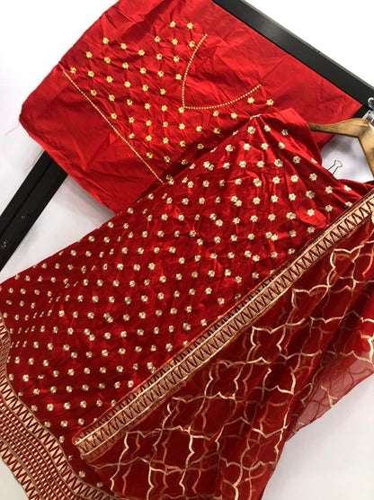 Appealing Red Color Georgette Embroidered Work Lehenga Choli