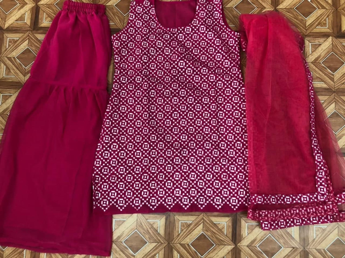 Sensational Rani Pink Color Georgette Embroidered Salwar Suit For Party Wear
