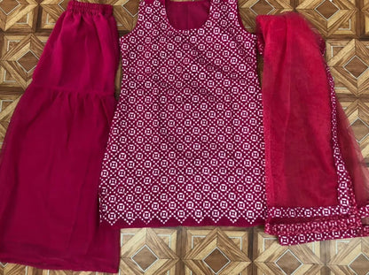 Sensational Rani Pink Color Georgette Embroidered Salwar Suit For Party Wear