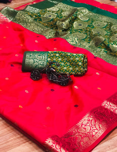 Dark Pink Occasion Wear Banarasi Silk Zari Weaving Designer Saree Blouse