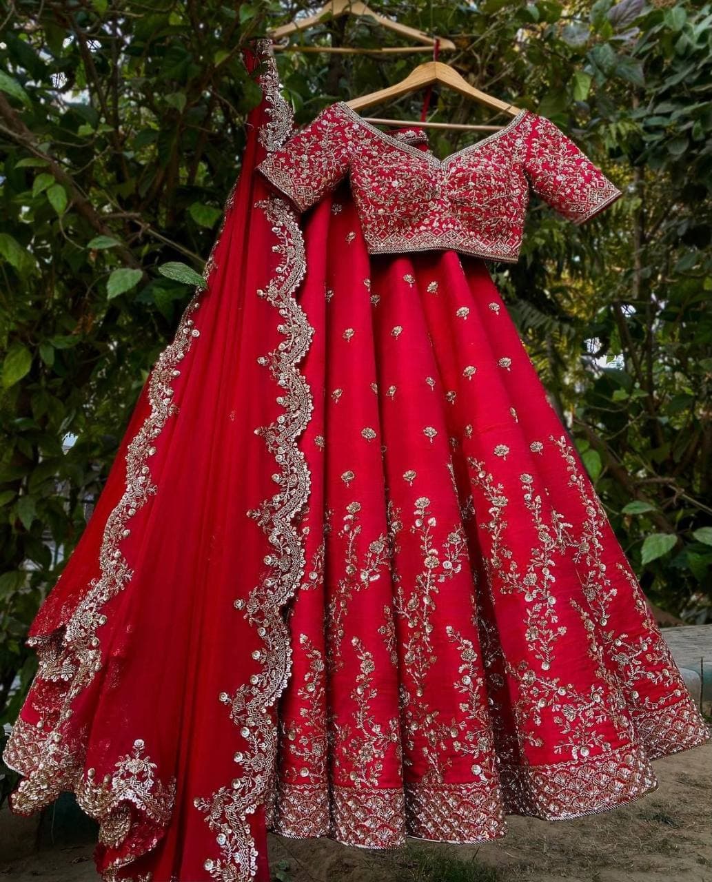 Novelty Red Color Festive Wear Tapeta Silk Embroidered Work Lehenga Choli