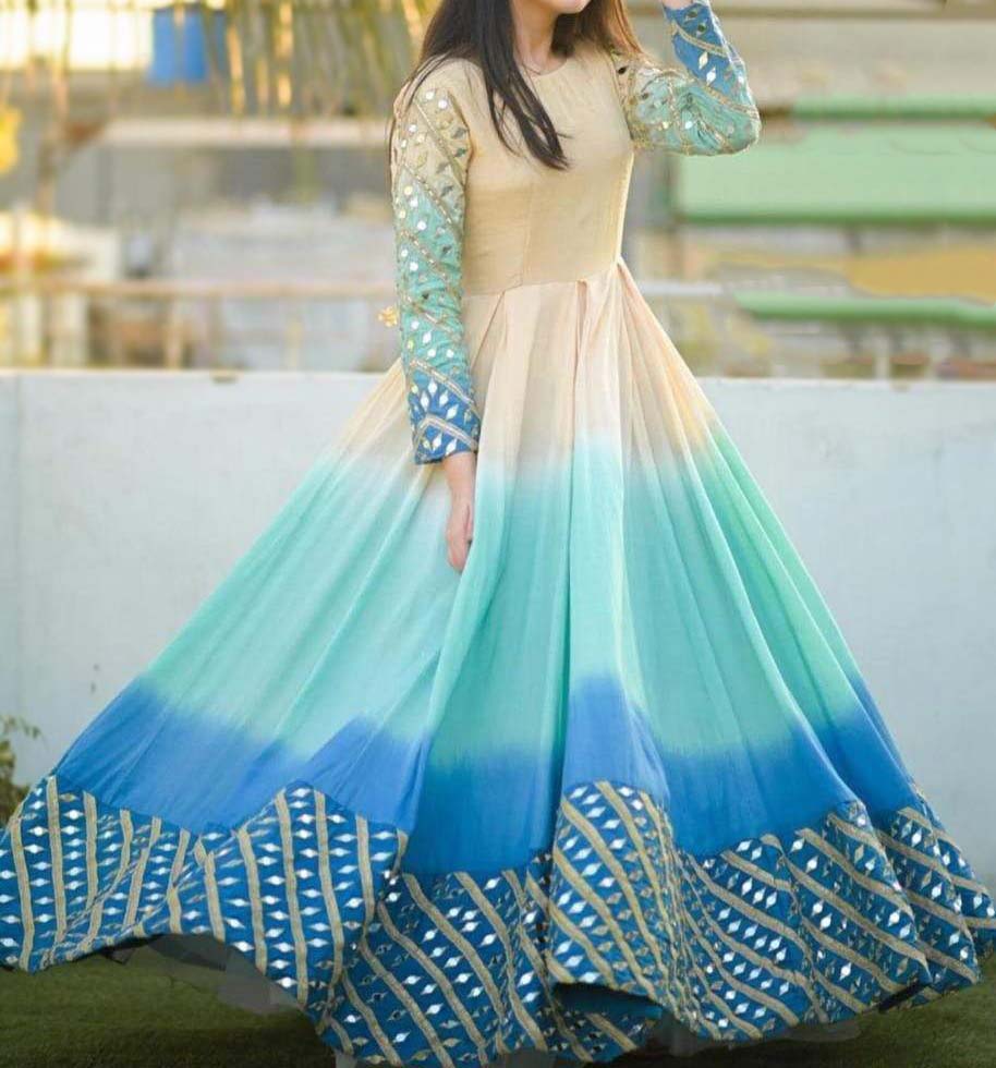 Lovable Off White Color Ready Made Crape Silk Digital Printed Gown For Women