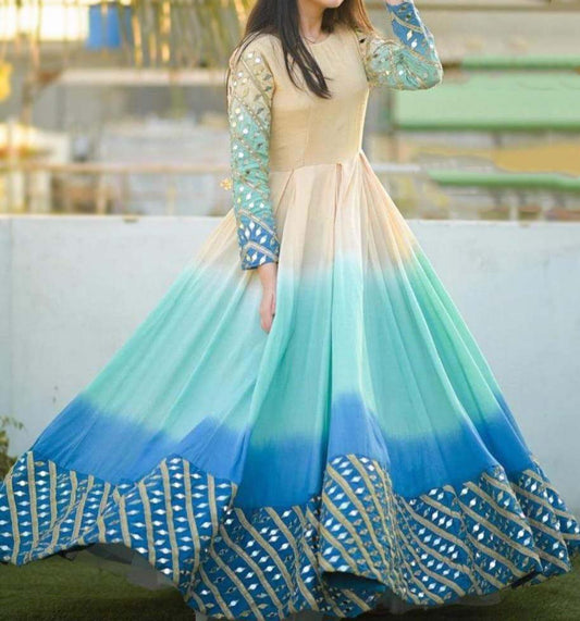 Lovable Off White Color Ready Made Crape Silk Digital Printed Gown For Women