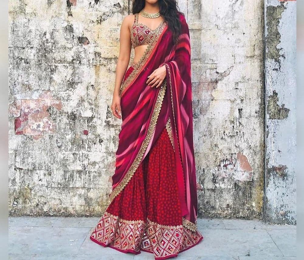 Classic Maroon Color Festive Wear Digital Printed Taffeta Sharara Suit