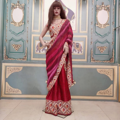 Classic Maroon Color Festive Wear Digital Printed Taffeta Sharara Suit