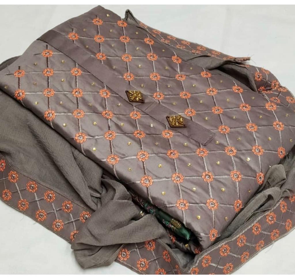 Mauve Color Fancy Embroidered Work Cotton Glaze salwar Suit