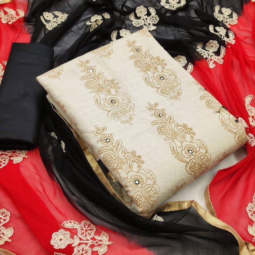 Black Color Glaze Cotton Printed Fancy Designer Work Salwar Kameez