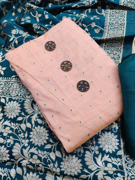 Peach Color Casual Wear Banarasi Bootti Fancy Work Salwar Kameez