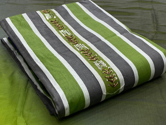 Green Color Occasion Wear Modar Silk Khatli Work Printed Salwar Suit