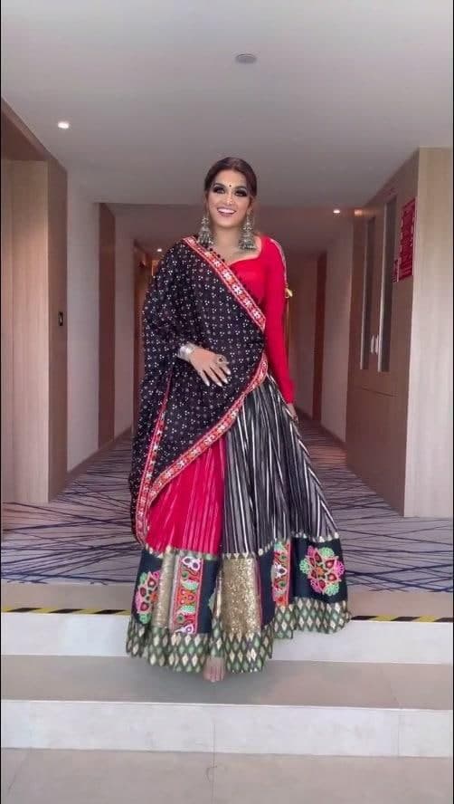 Bewildering Maroon Color Gotta Zari Mirror Work Function Wear Lehenga Choli