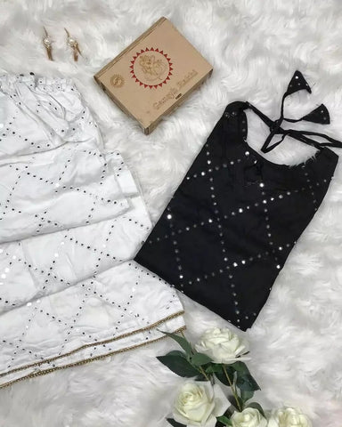 Trendy Black Color Full Stitched Rayon Cotton Embroidered Work Plazo Kurti