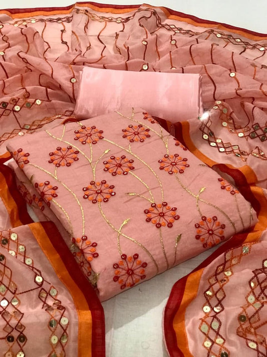 Bewildering Pink Color Chanderi Sequence Work Wedding Wear Salwar Suit