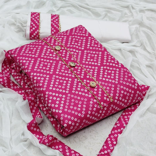 Glourious Pink Color Printed Cotton Regular Wear Salwar Suit